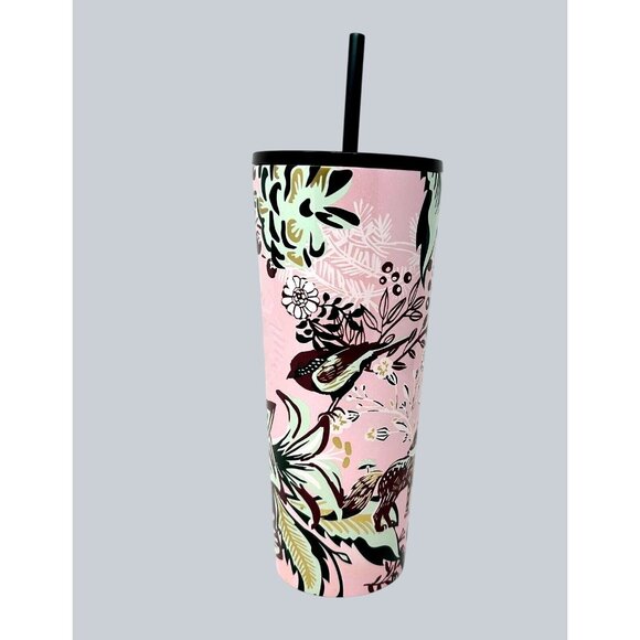 Starbucks Pink Enchanted Forest Cup Stainless Steel Glitter Cold Tumbler 24oz - Picture 4 of 6